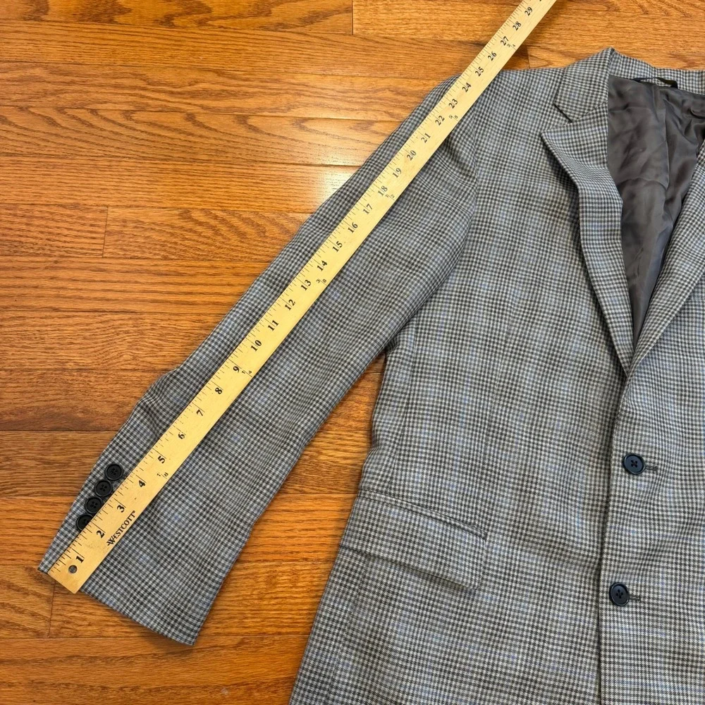 Brooks Brothers Regent Fit Blazer Jacket Mens 40R Gray Blue Houndstooth Check